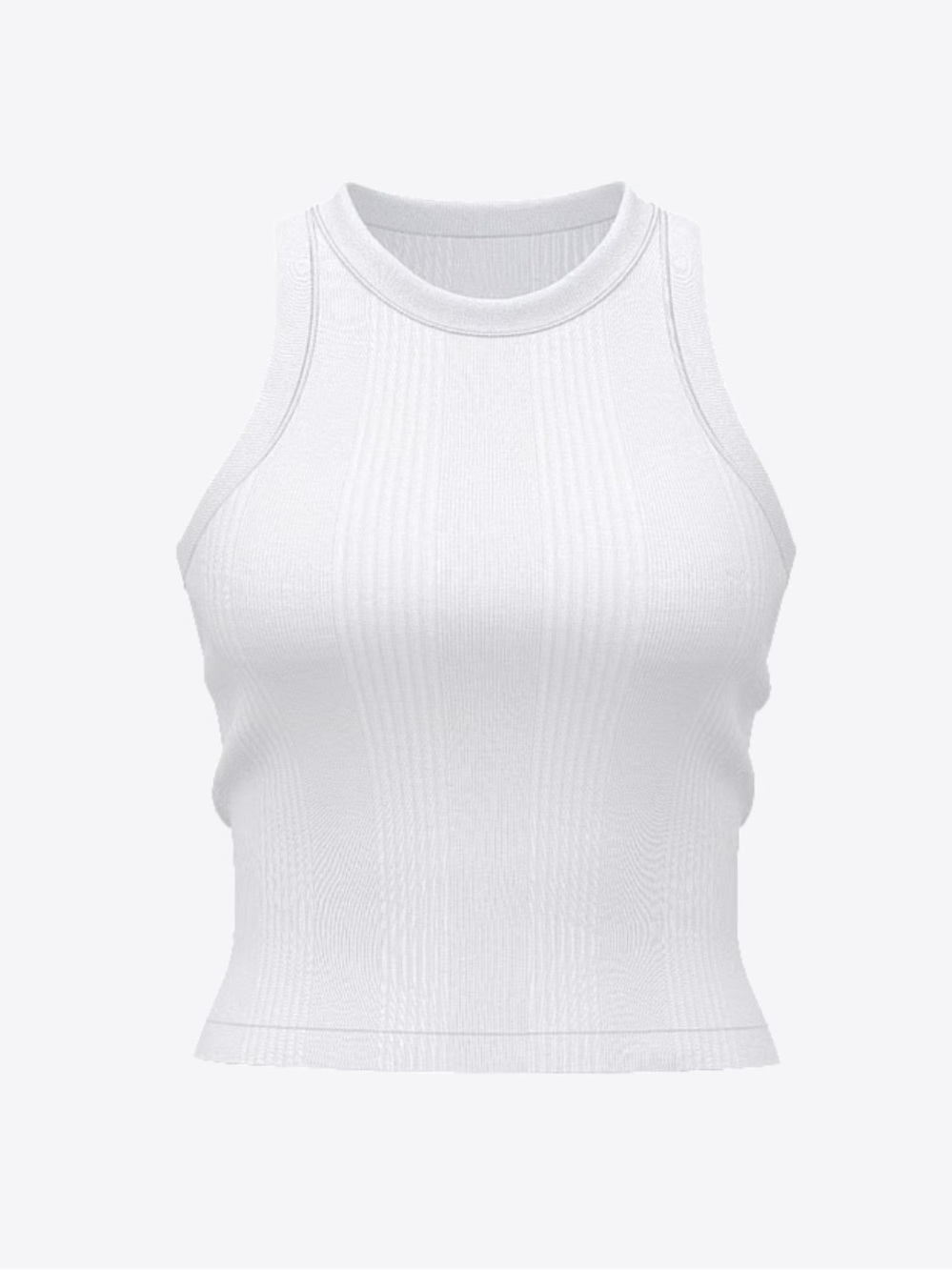 PINK Victoria's Secret White Ribbed High-Neck Crop Tank
